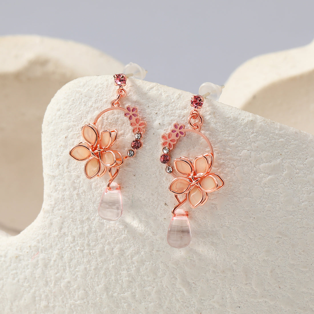 Rose Gold Sakura Wreath Earrings