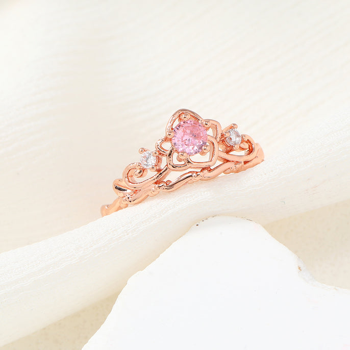 Pink Crystal Flower Ring