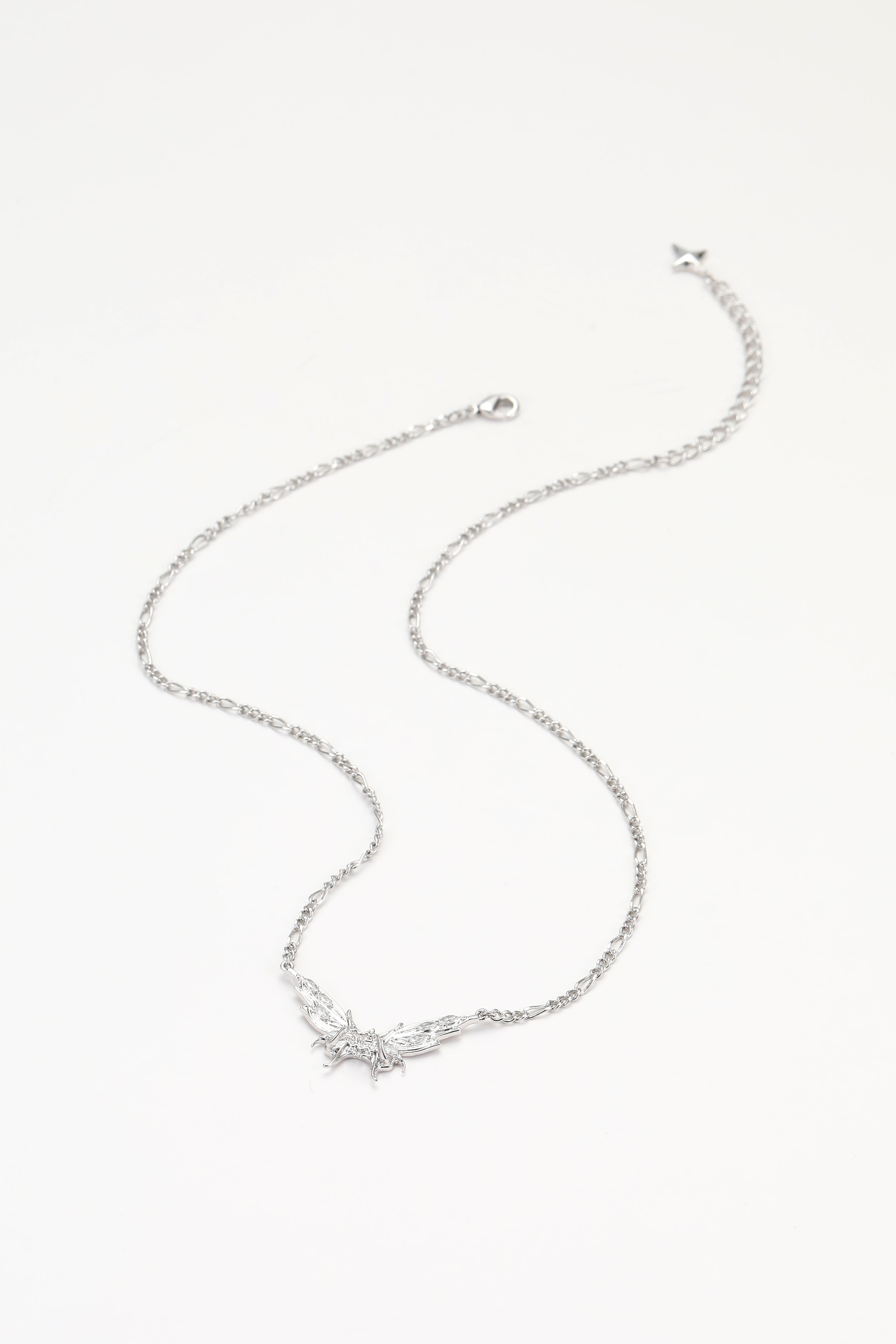 Silver papillon necklace – alternate angle