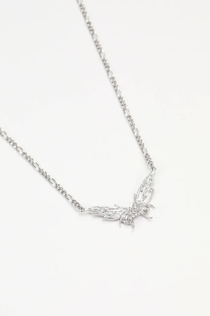 Silver papillon necklace – on white background