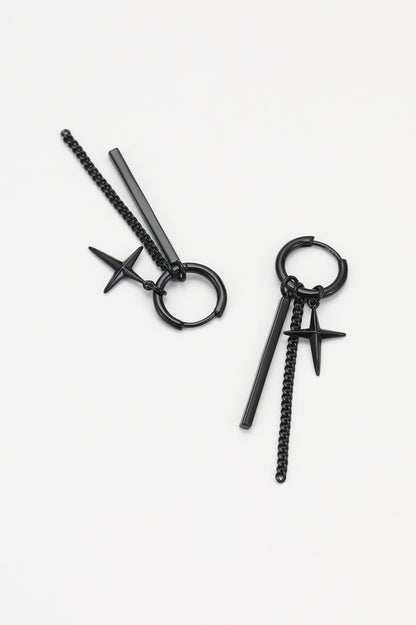 Black rune earrings – alternate angle