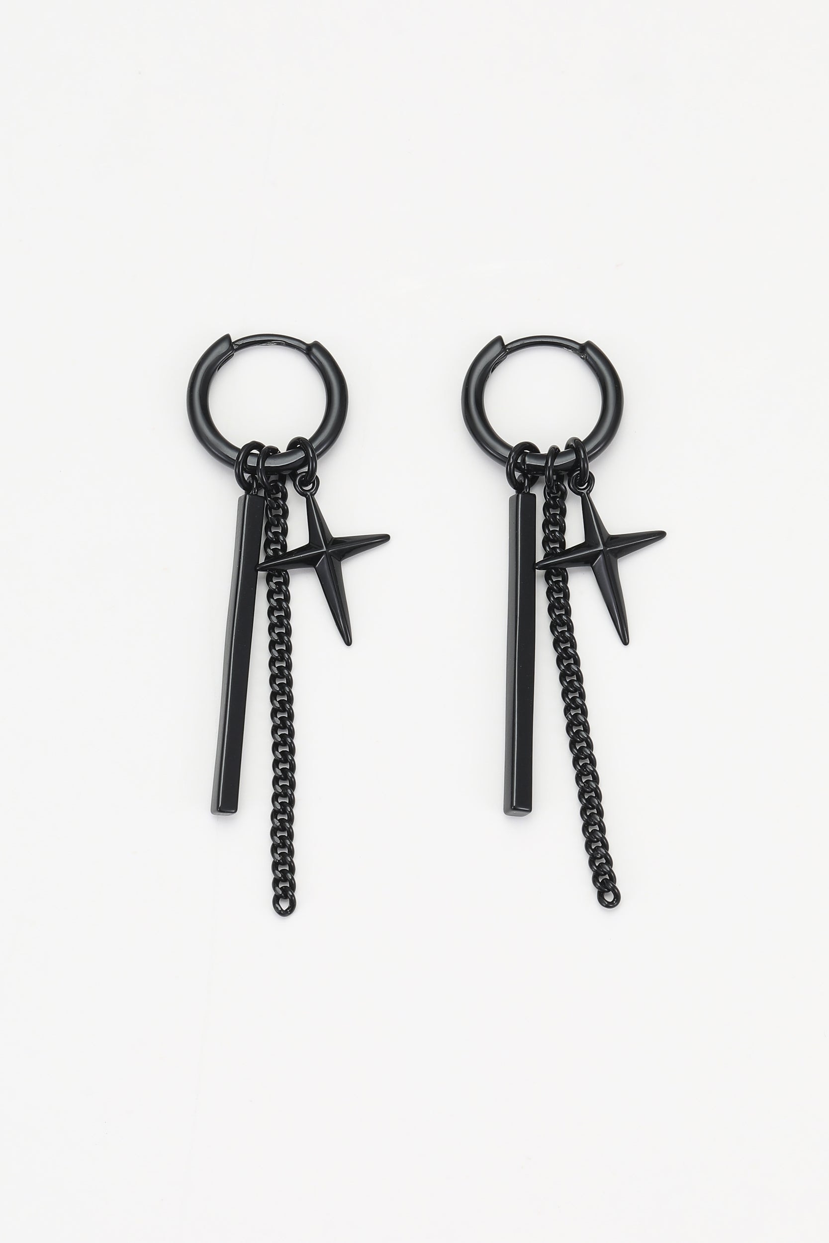 Black rune earrings – detail view