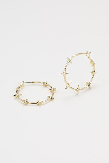Gold flare earrings – alternate angle