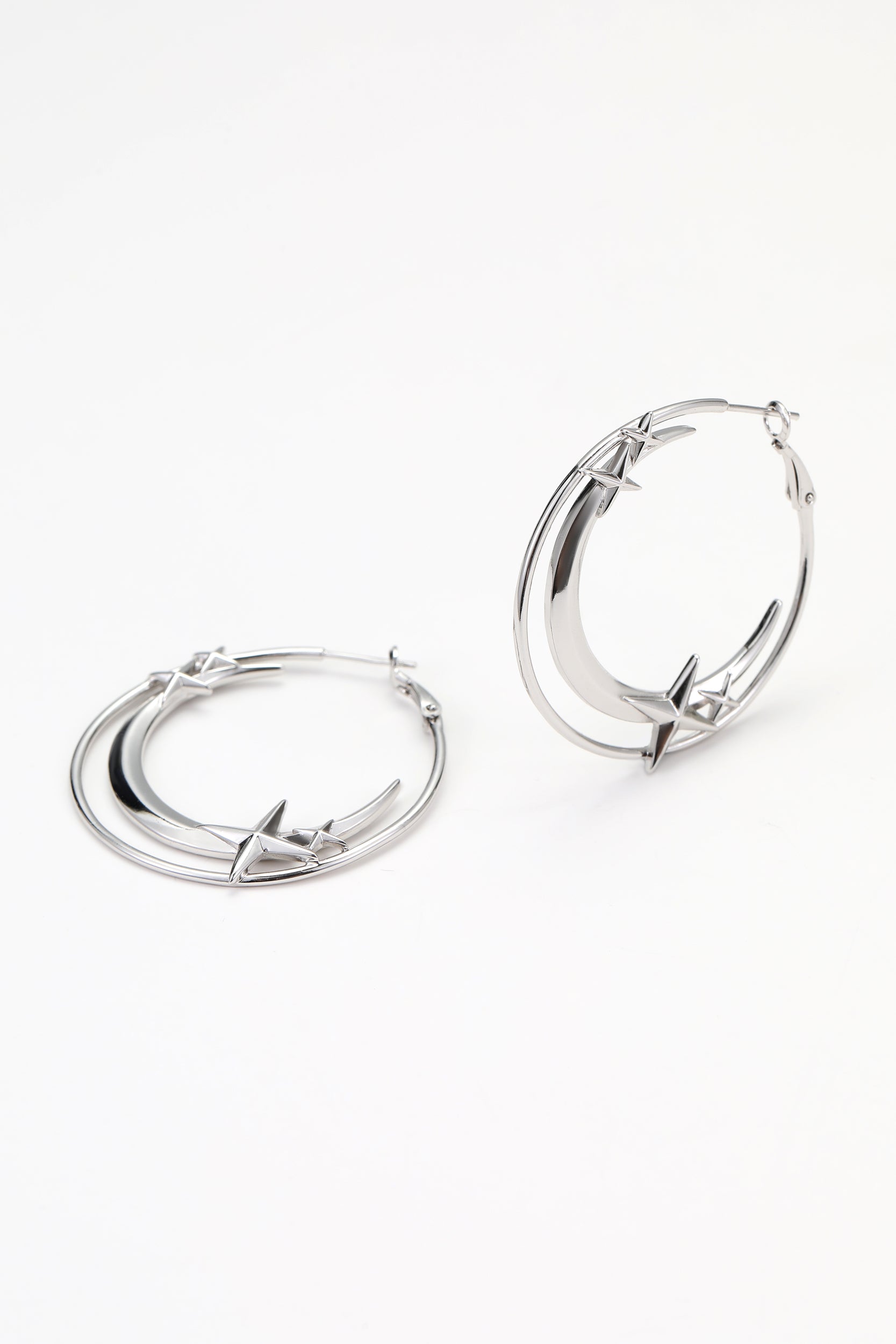 Silver lyra earrings – alternate angle