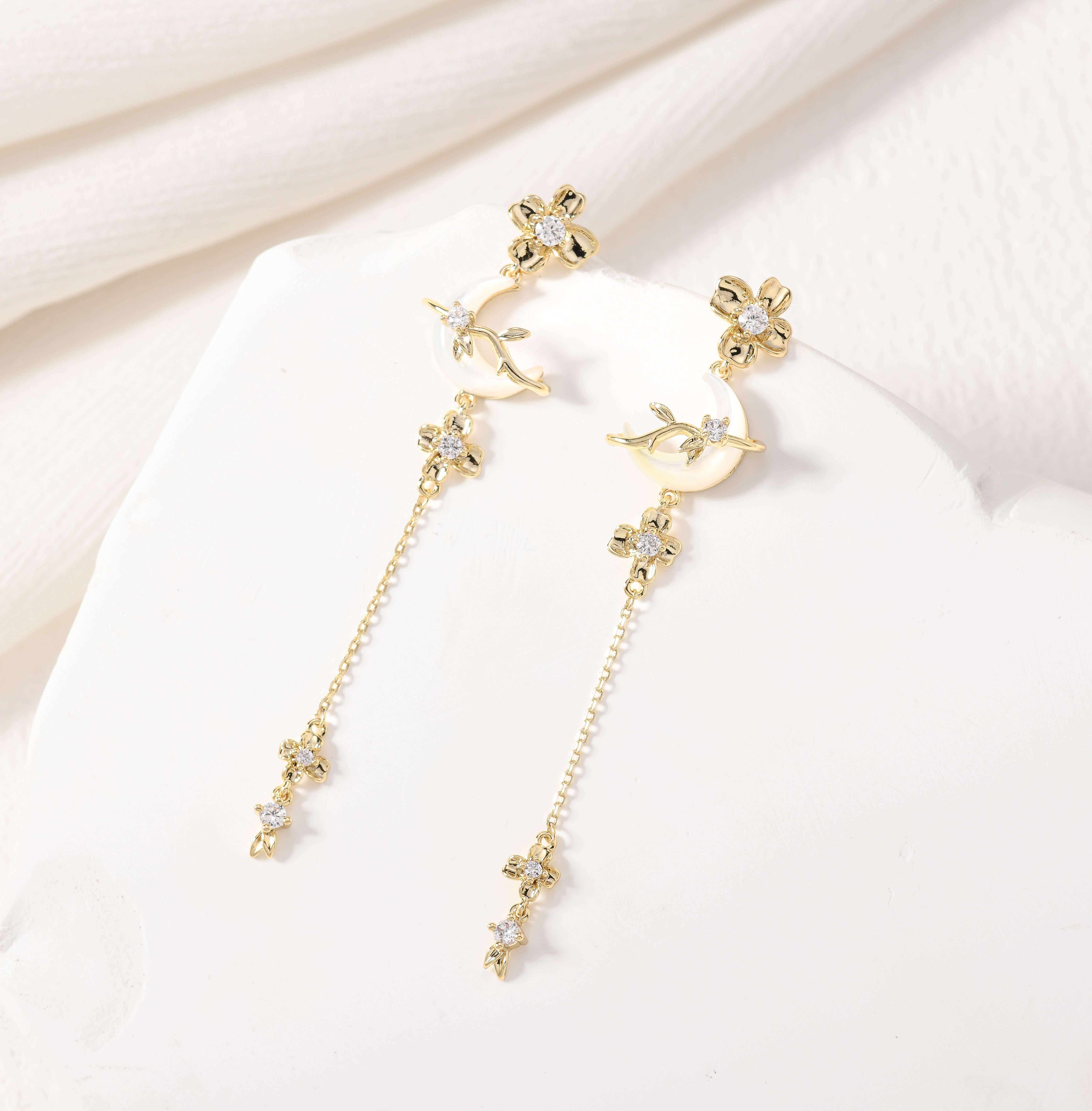 Crescent Bloom Drop Earrings