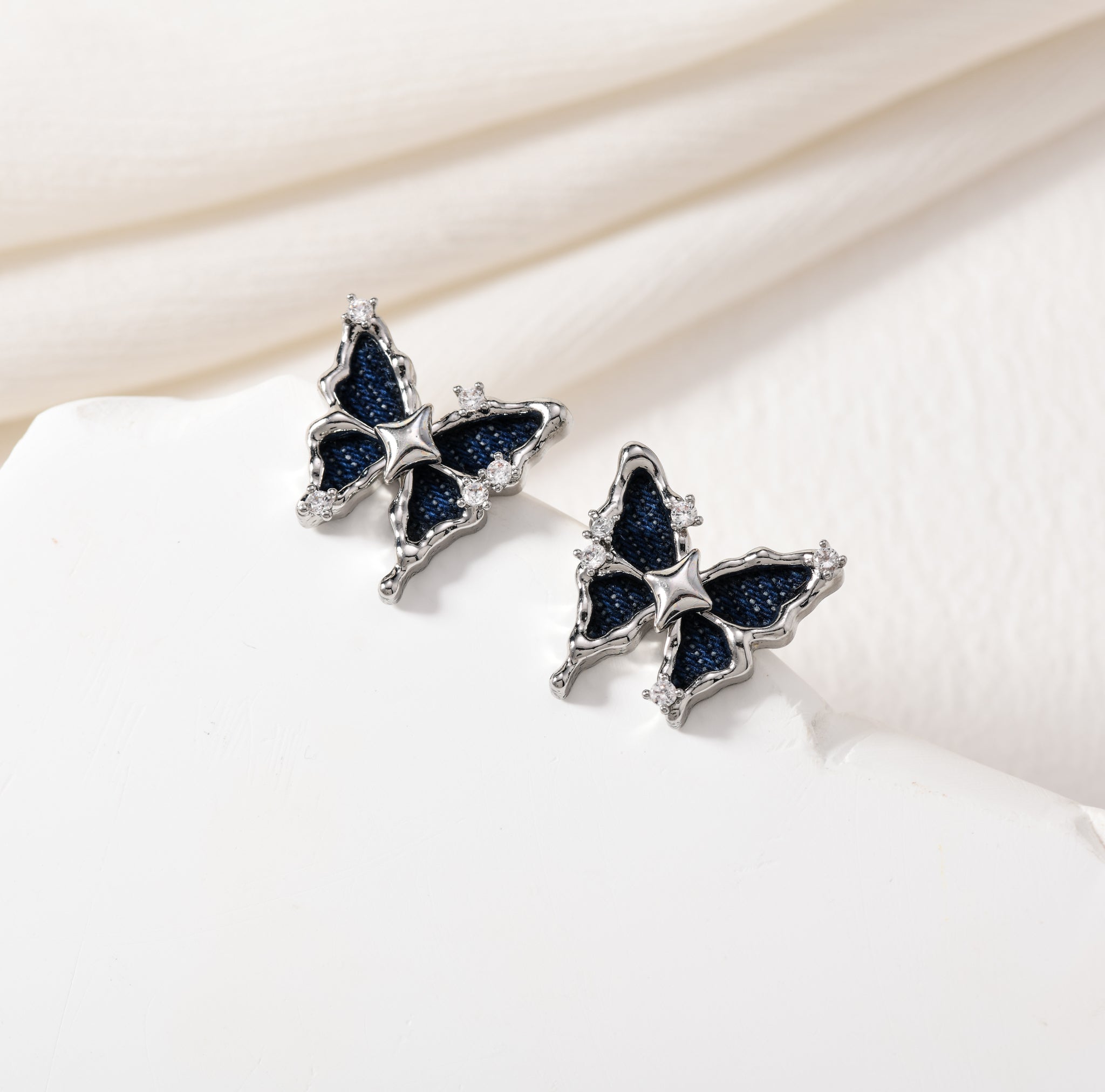 Blue-Jean Butterfly Studs