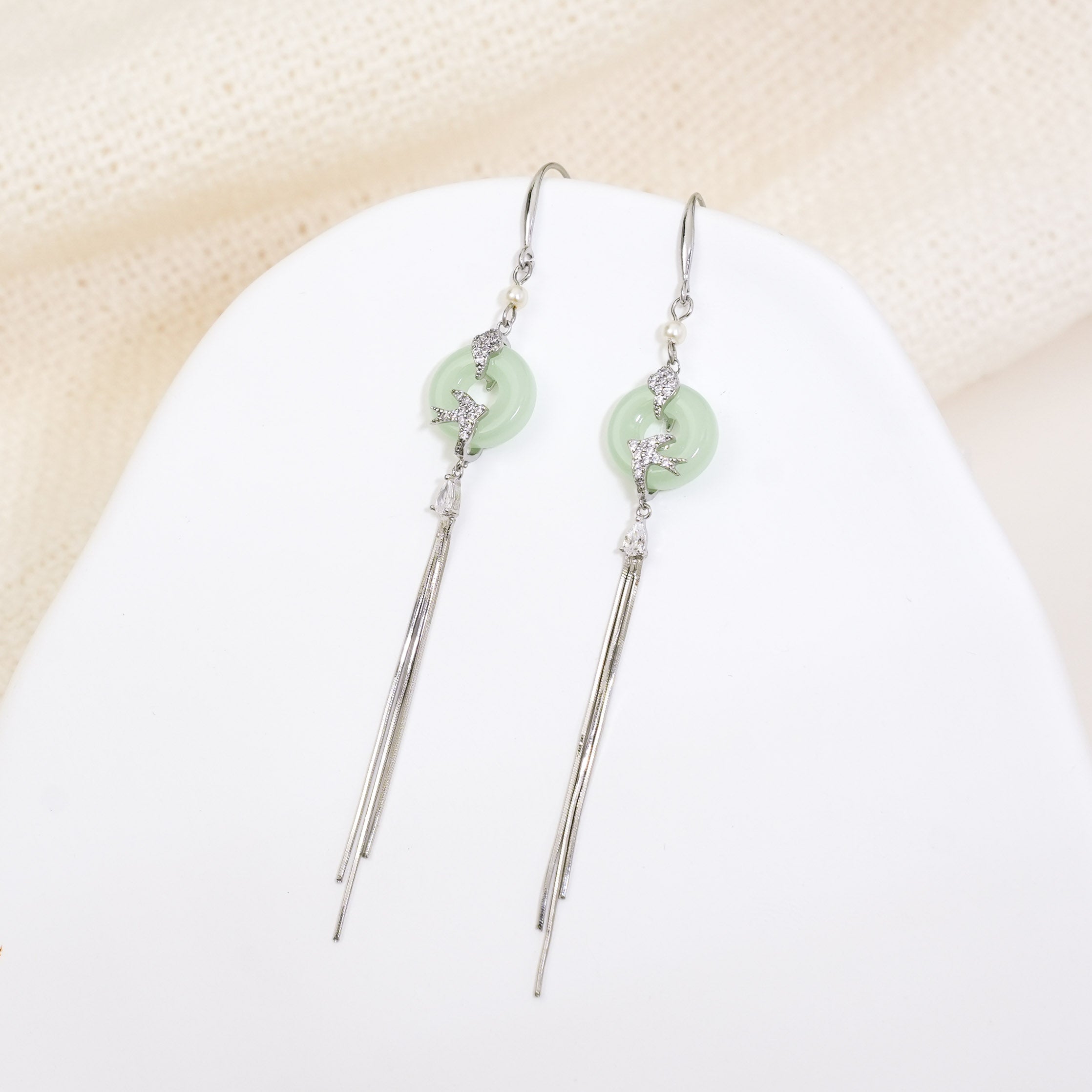 Imitation Jade Bird Earrings