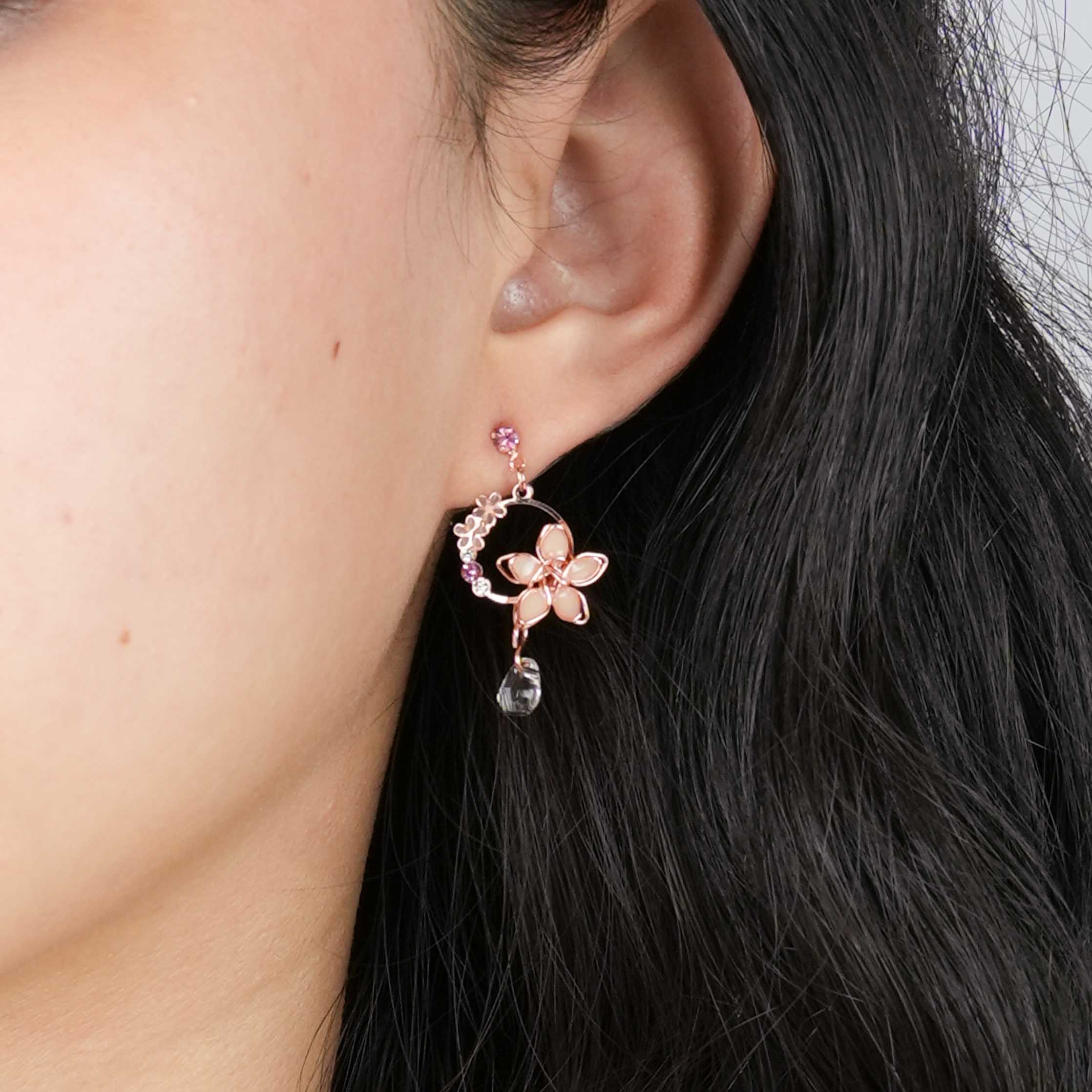 Rose Gold Sakura Wreath Earrings