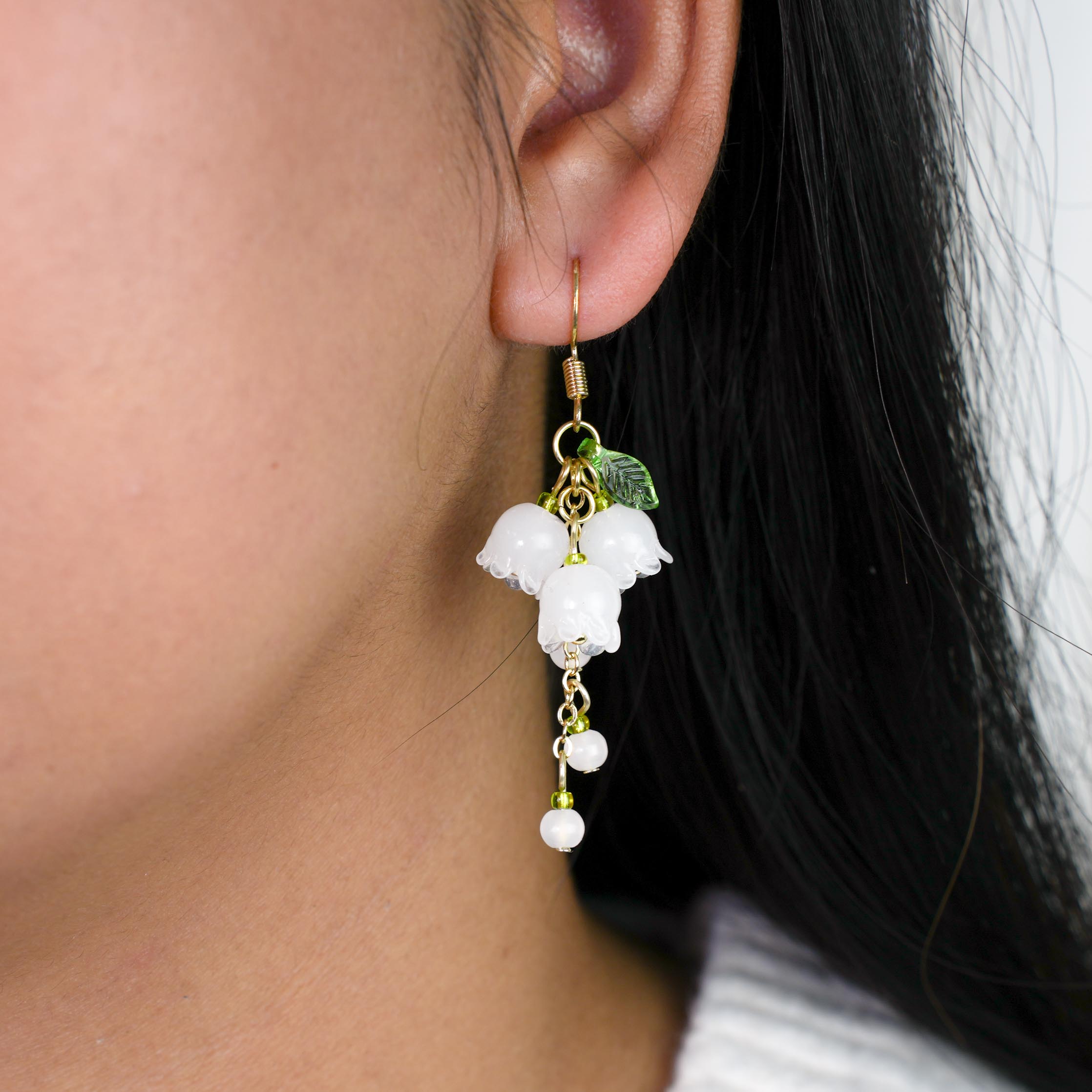 Beaded Lily of the Valley Earrings