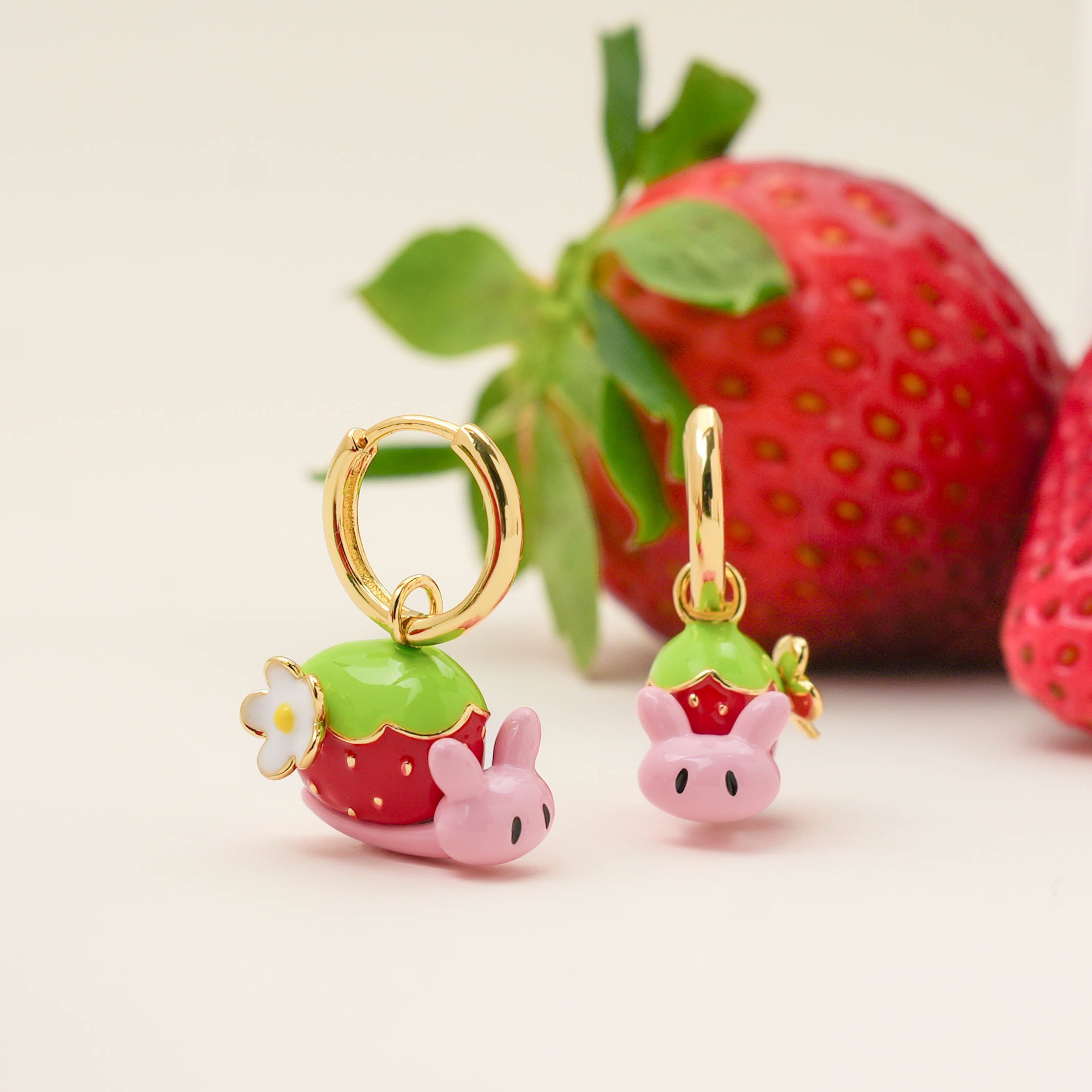 Strawberry Snail Earrings