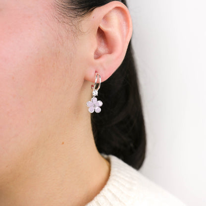 Crystal Purple Flower Earrings