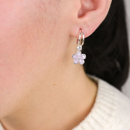 Crystal Purple Flower Earrings