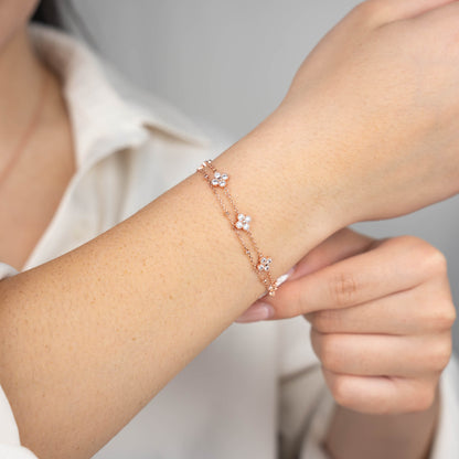 Blushing Meadow Clover Bracelet