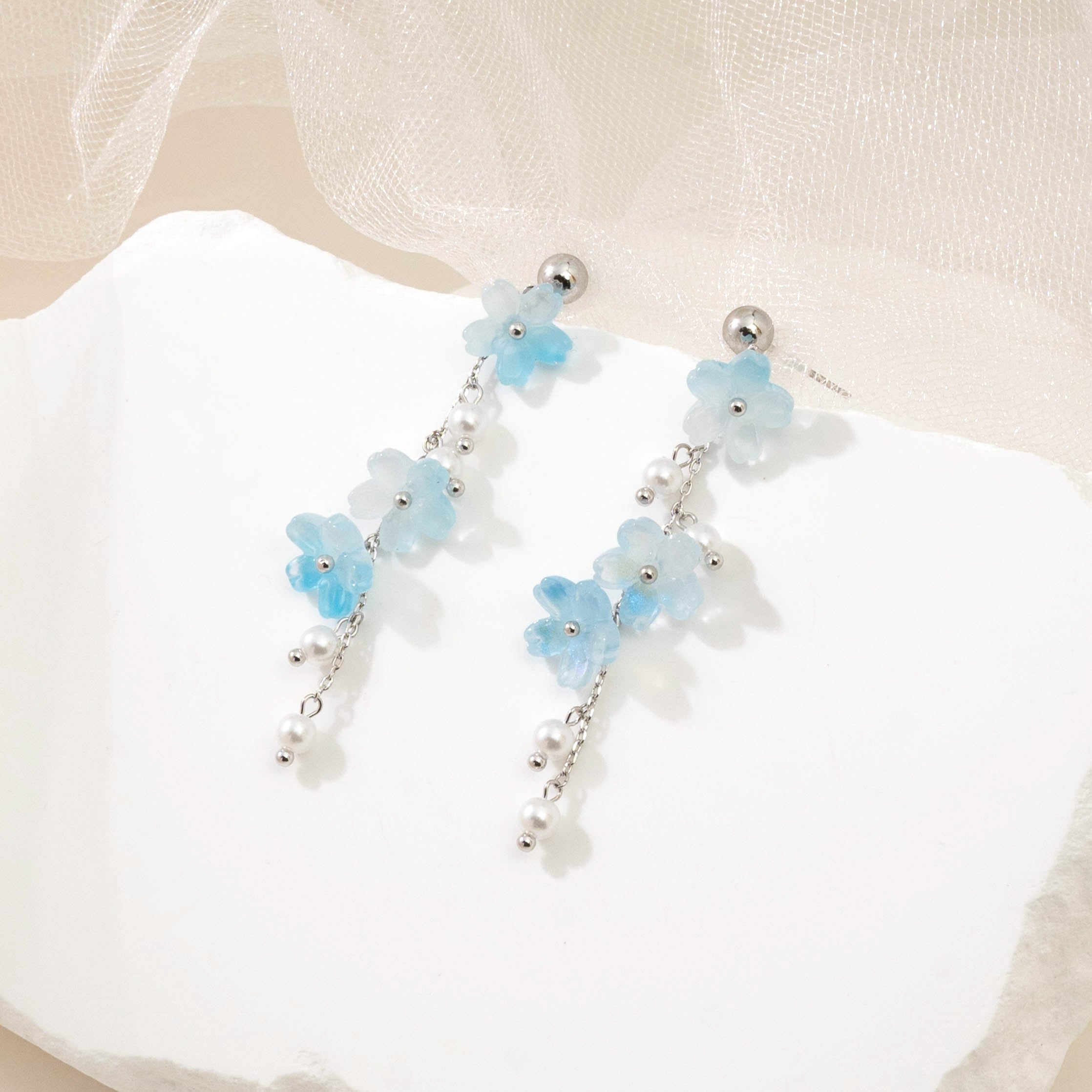 Blue Moon Flower Earrings