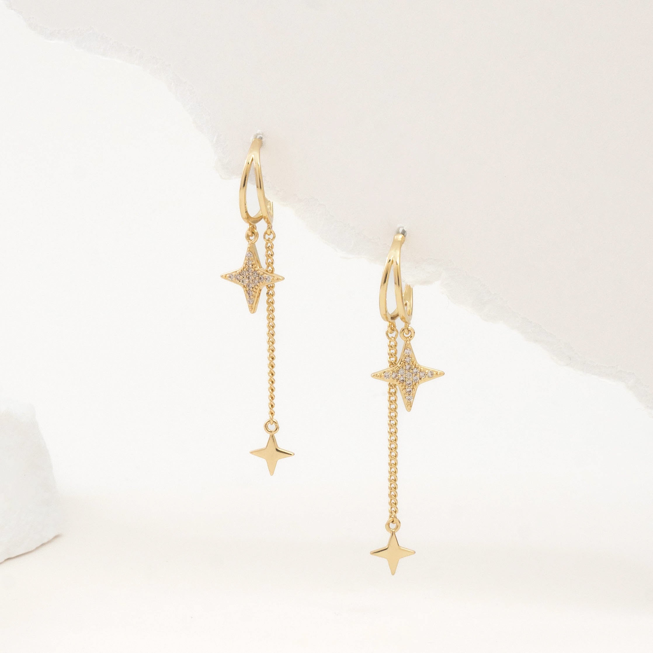 Golden Dangling Star Earrings