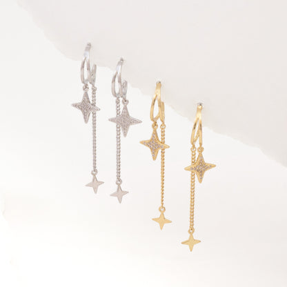 Golden Dangling Star Earrings