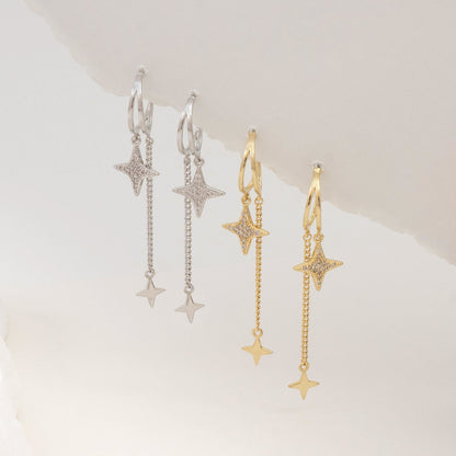 Silver Dangling Star Earrings