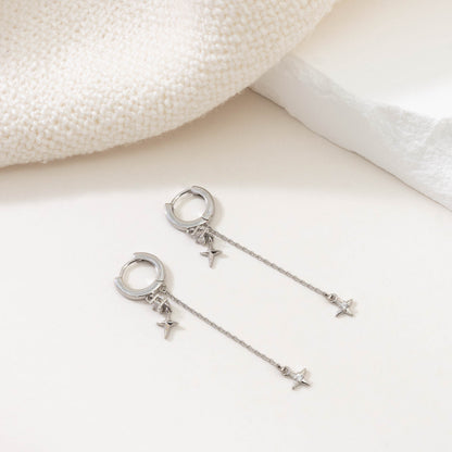 Silver twin stars hoops – alternate angle