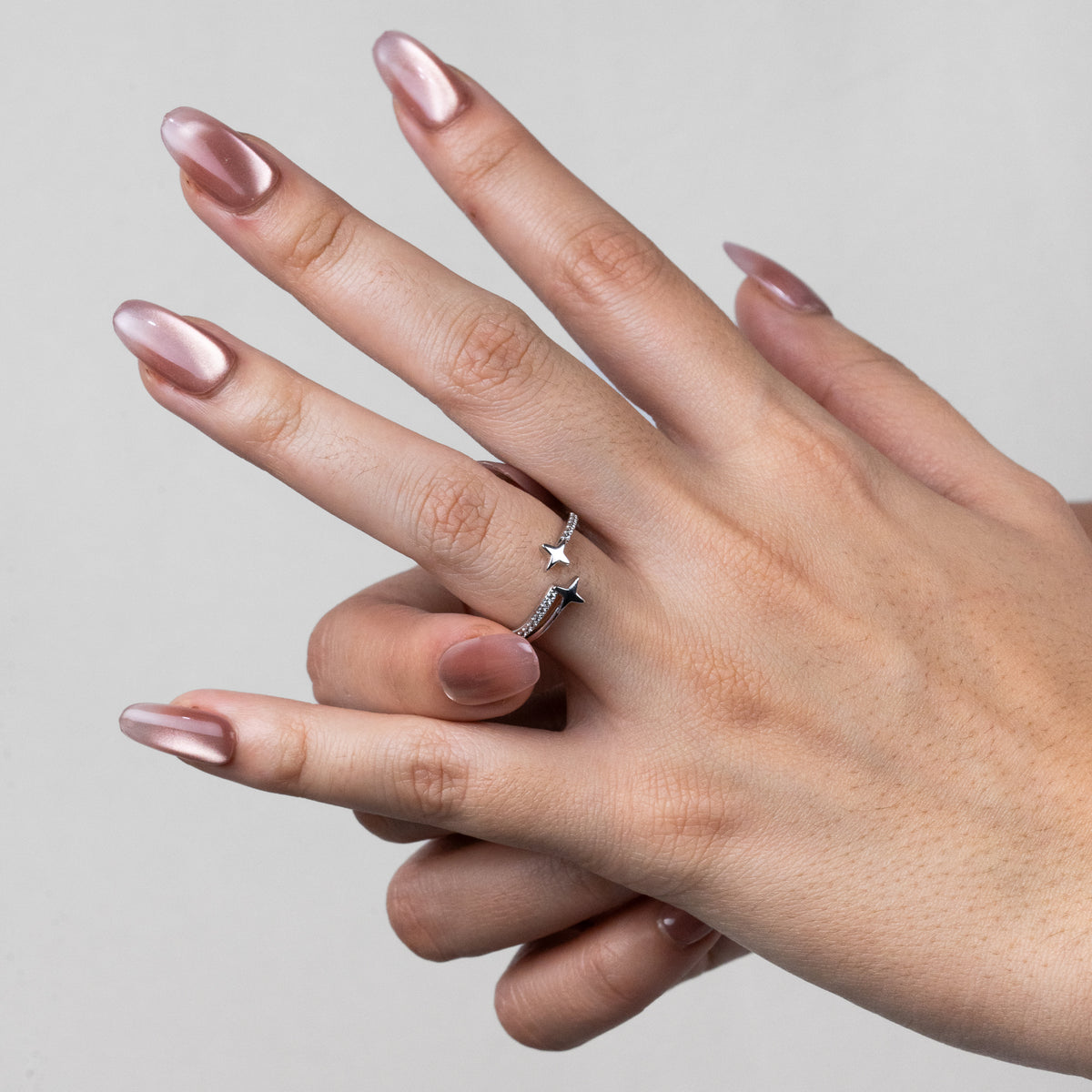 Silver Twin Stars Ring
