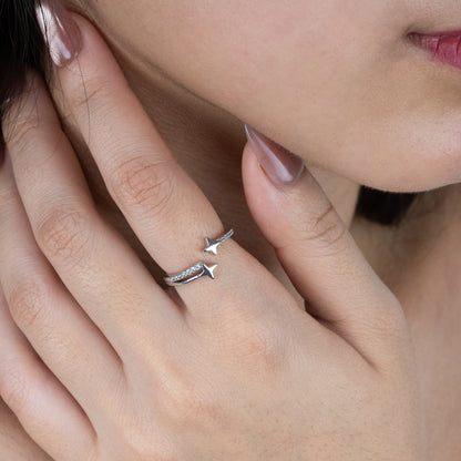 Silver Twin Stars Ring