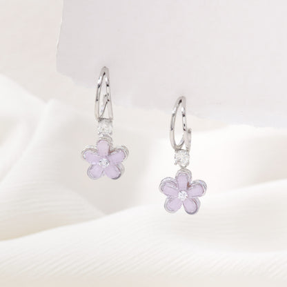 Crystal Purple Flower Earrings