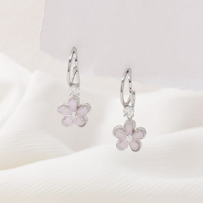 Crystal Purple Flower Earrings