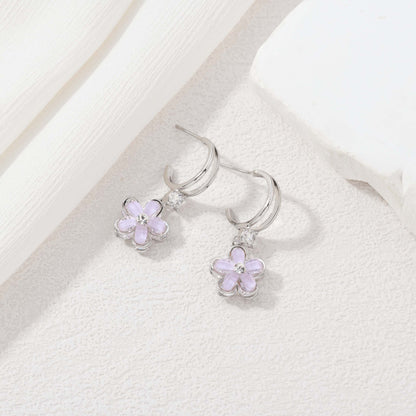 Crystal Purple Flower Earrings