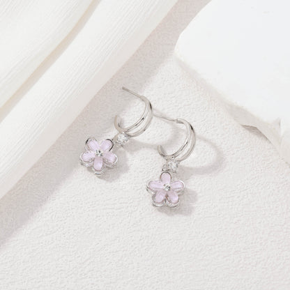 Crystal Purple Flower Earrings