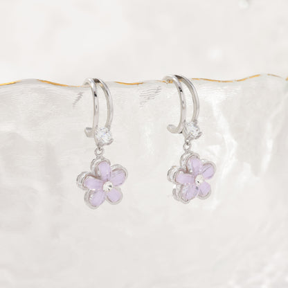 Crystal Purple Flower Earrings