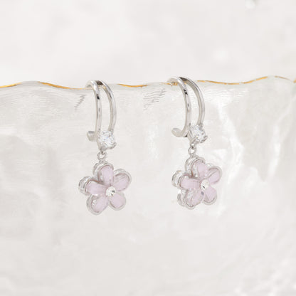 Crystal Purple Flower Earrings