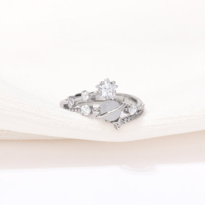 Glimmering Silver Galaxy Ring