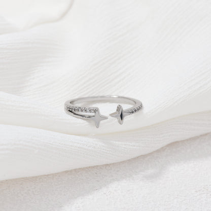 Silver Twin Stars Ring