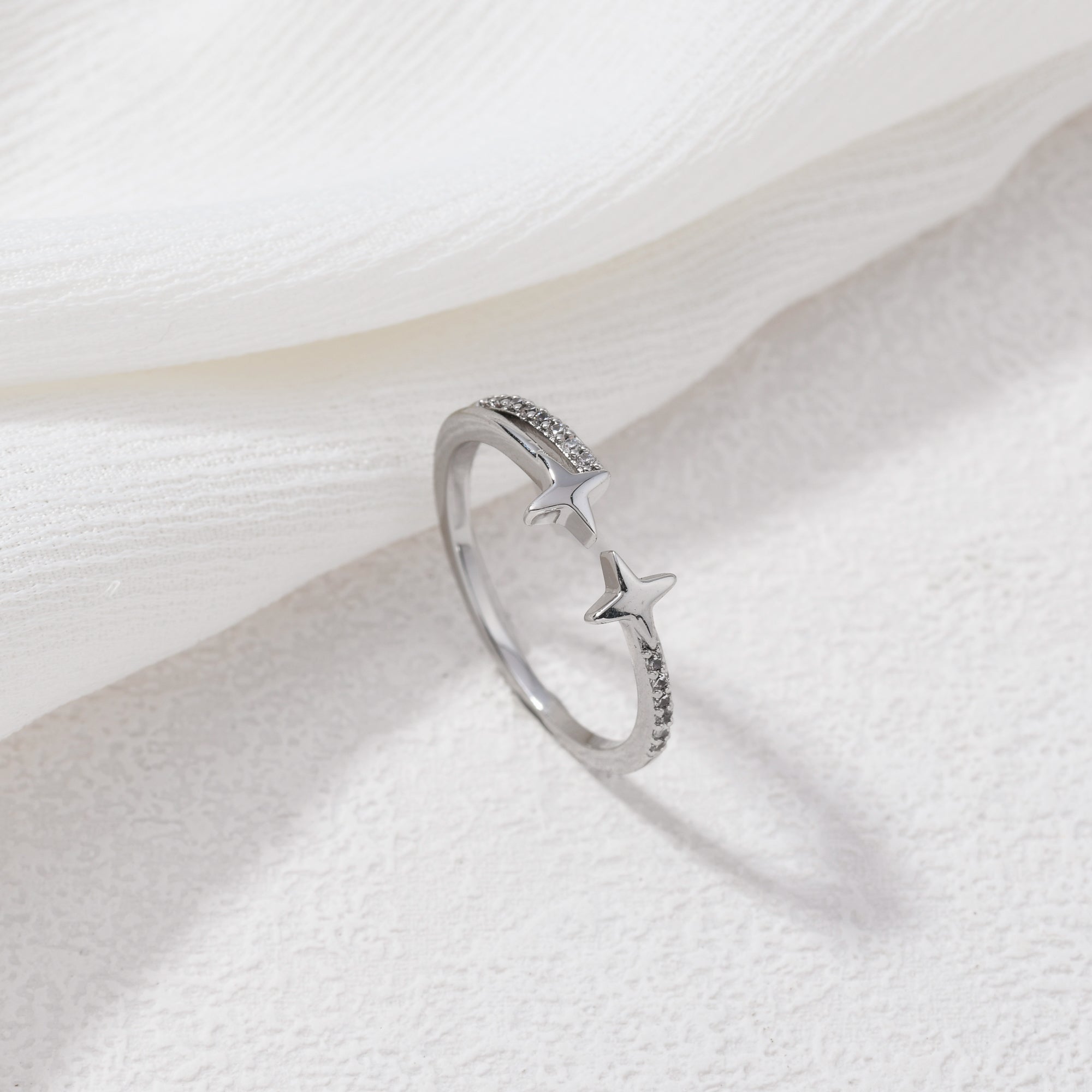 Silver Twin Stars Ring