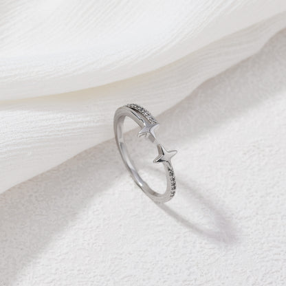 Silver Twin Stars Ring