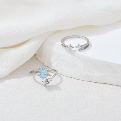 Silver Twin Stars Ring
