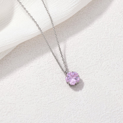 Silver cherry blossom gem necklace – alternate angle