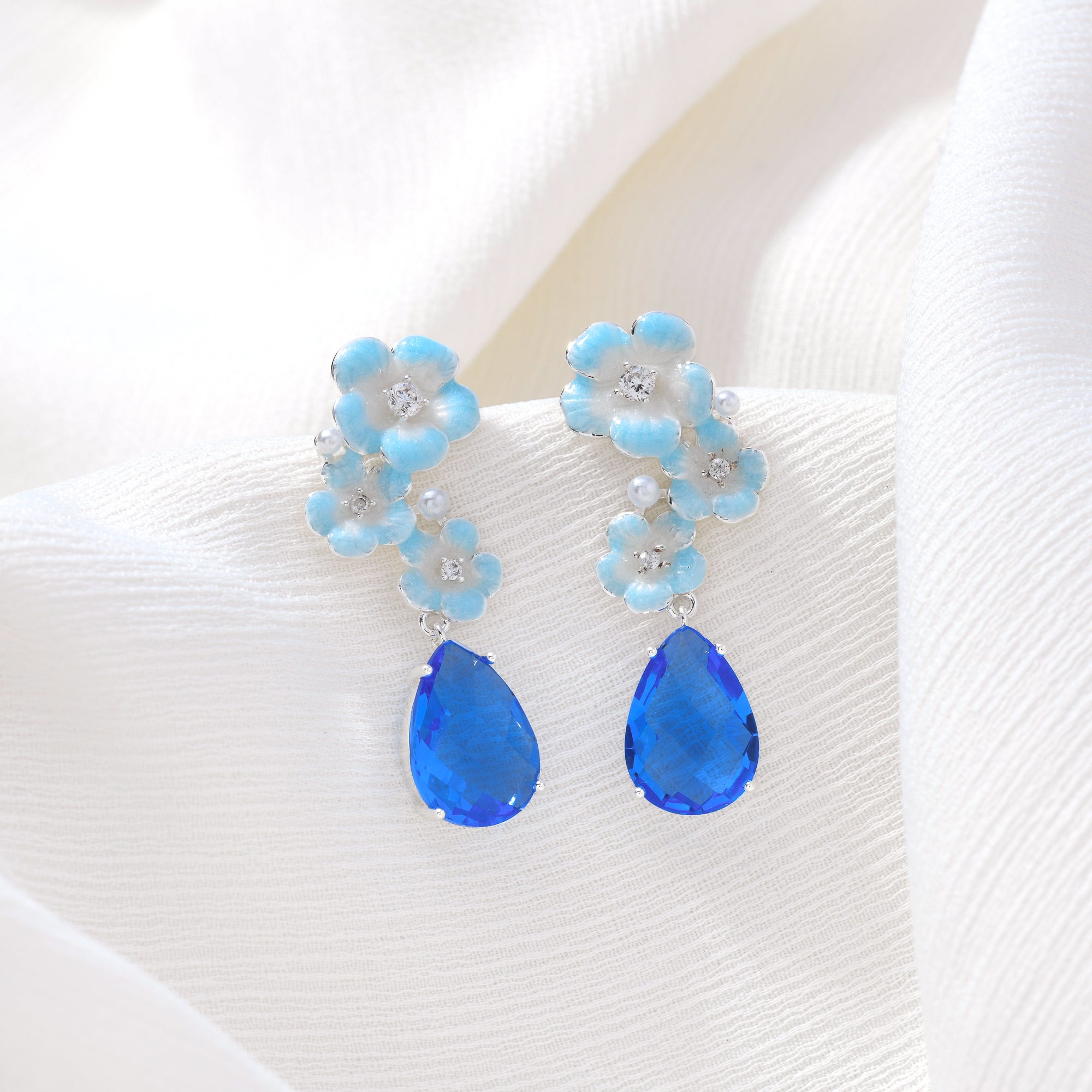 Blue Moon Flower Bloom Earrings