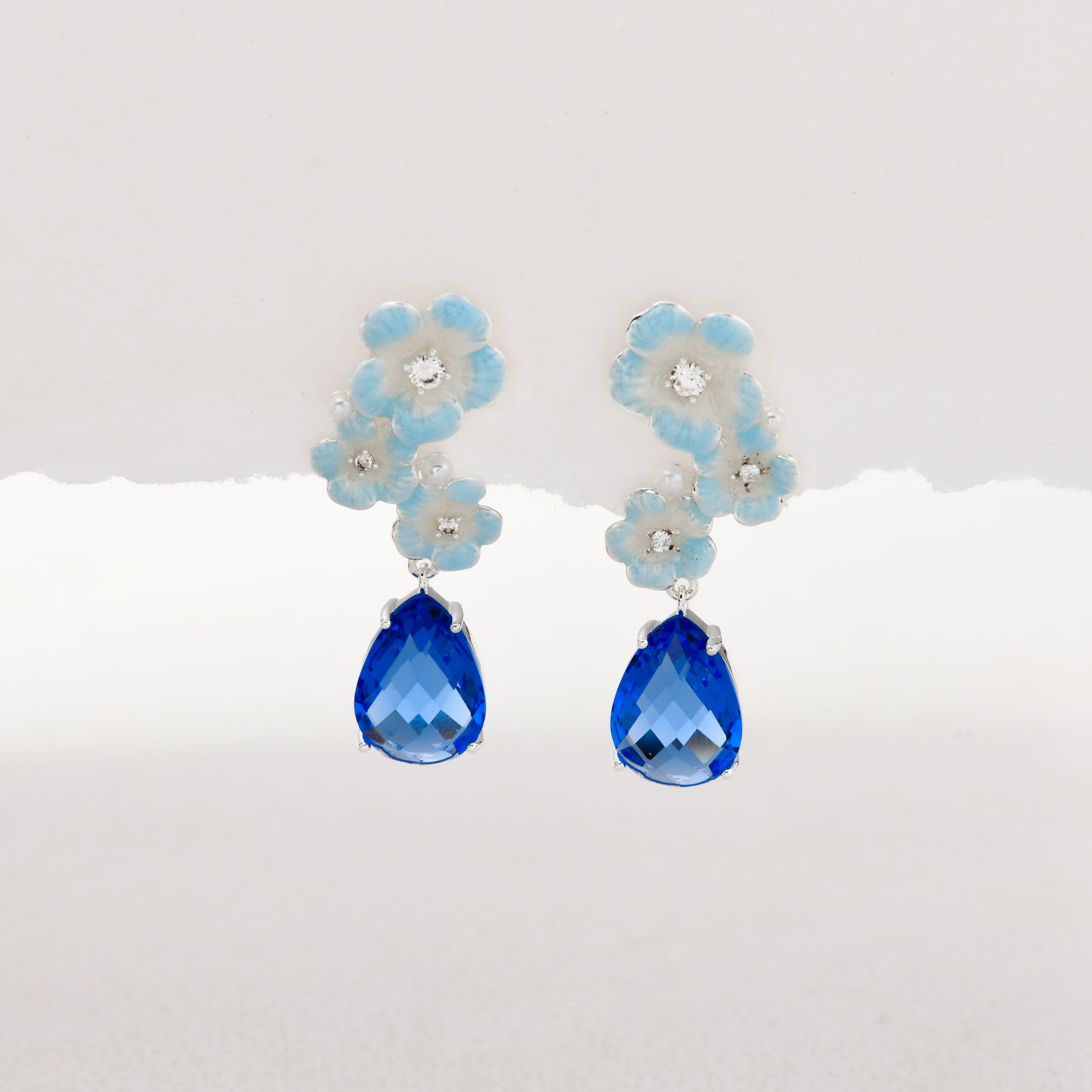 Blue Moon Flower Bloom Earrings