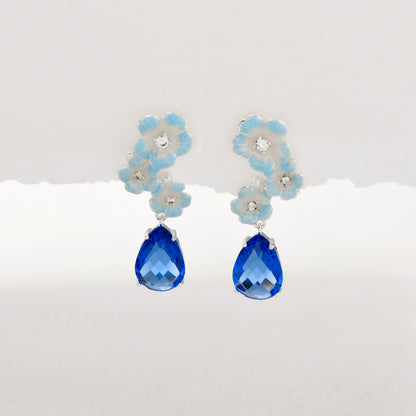 Blue Moon Flower Bloom Earrings