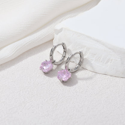 Silver cherry blossom gem hoops – alternate angle