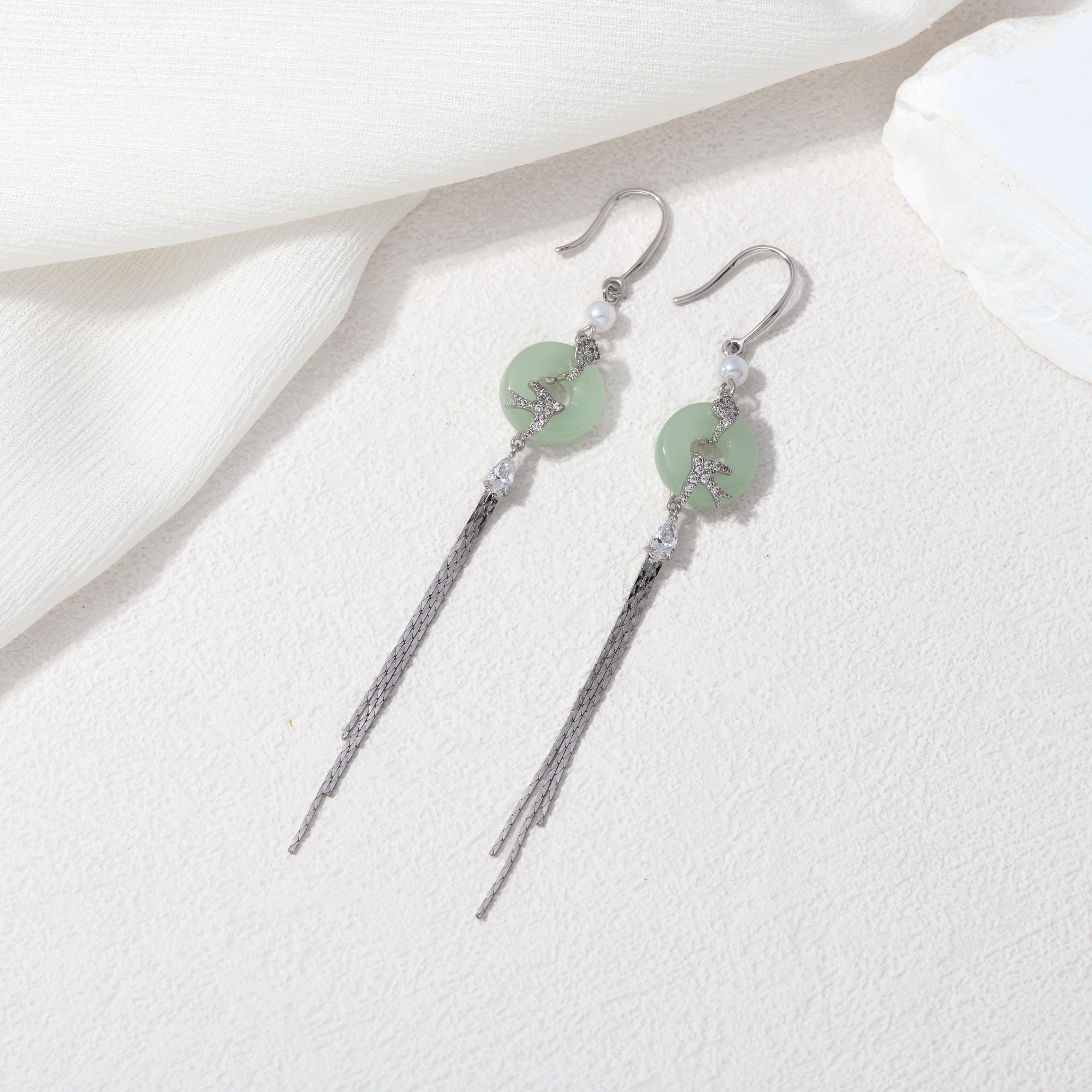 Imitation Jade Bird Earrings