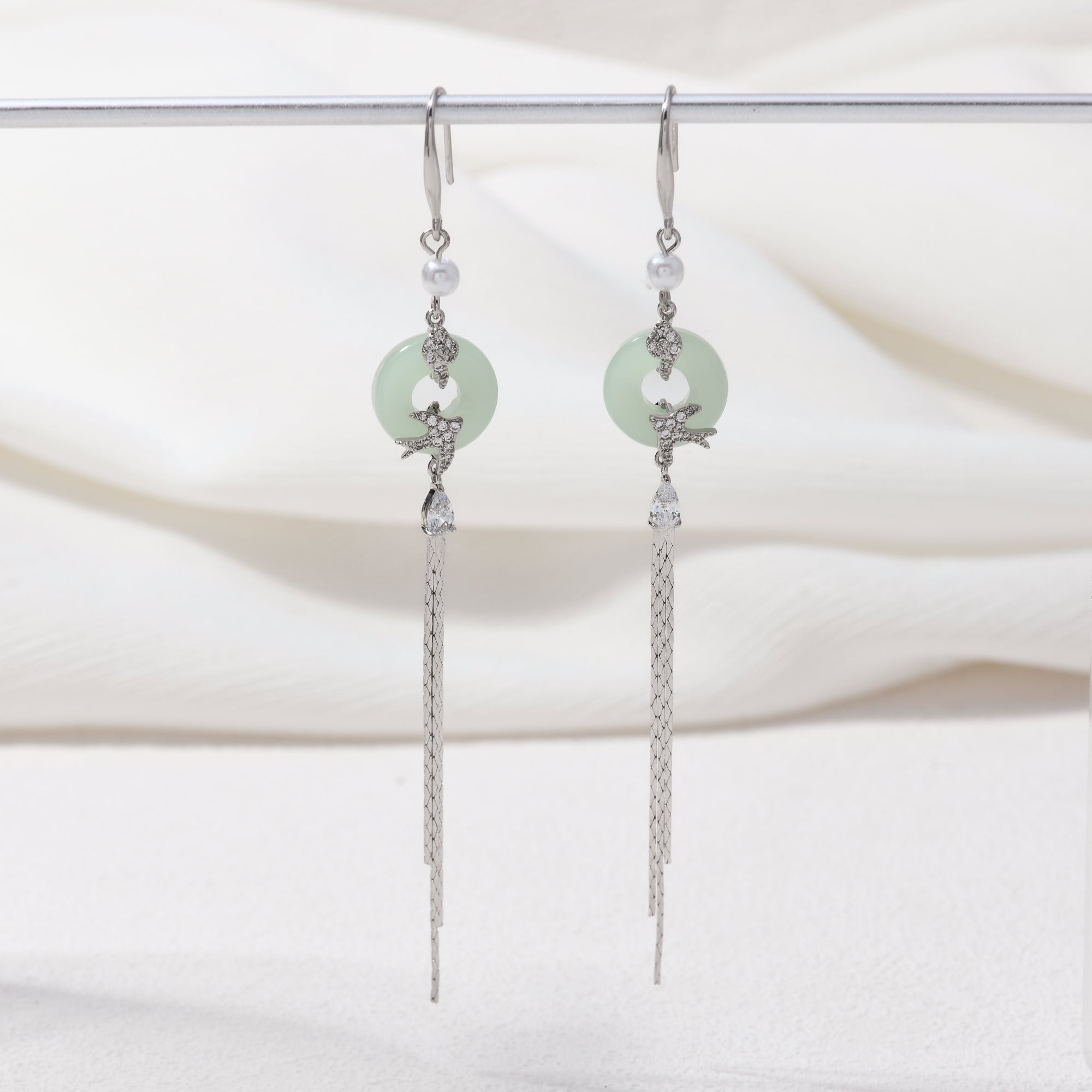 Imitation Jade Bird Earrings
