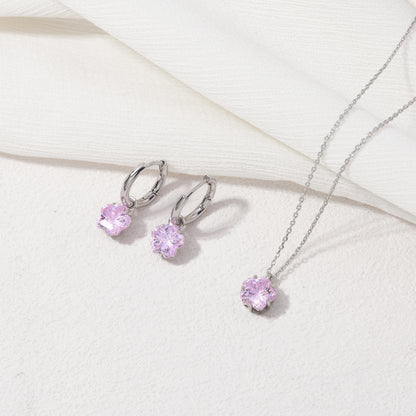 Silver cherry blossom gem hoops – alternate angle