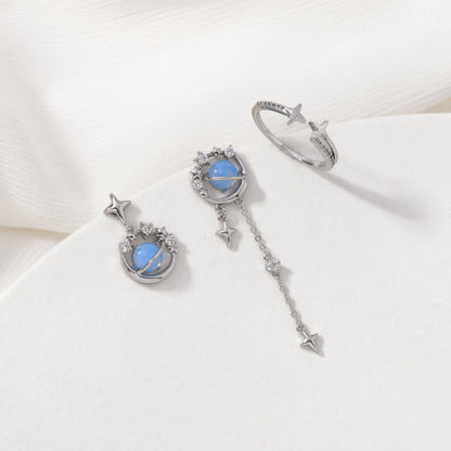 Silver Twin Stars Ring