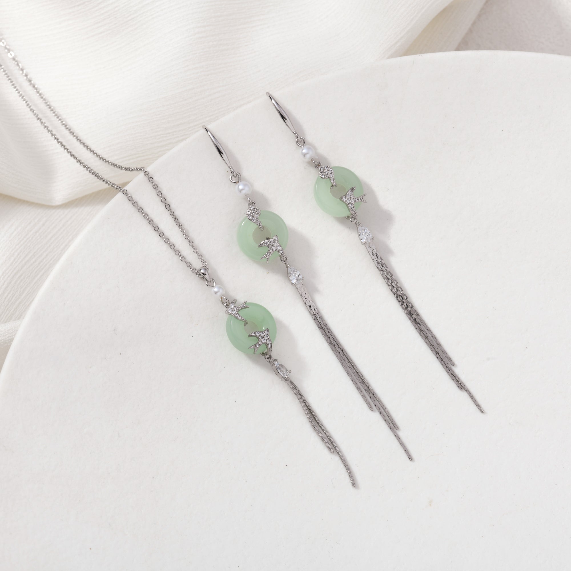 Imitation Jade Bird Earrings