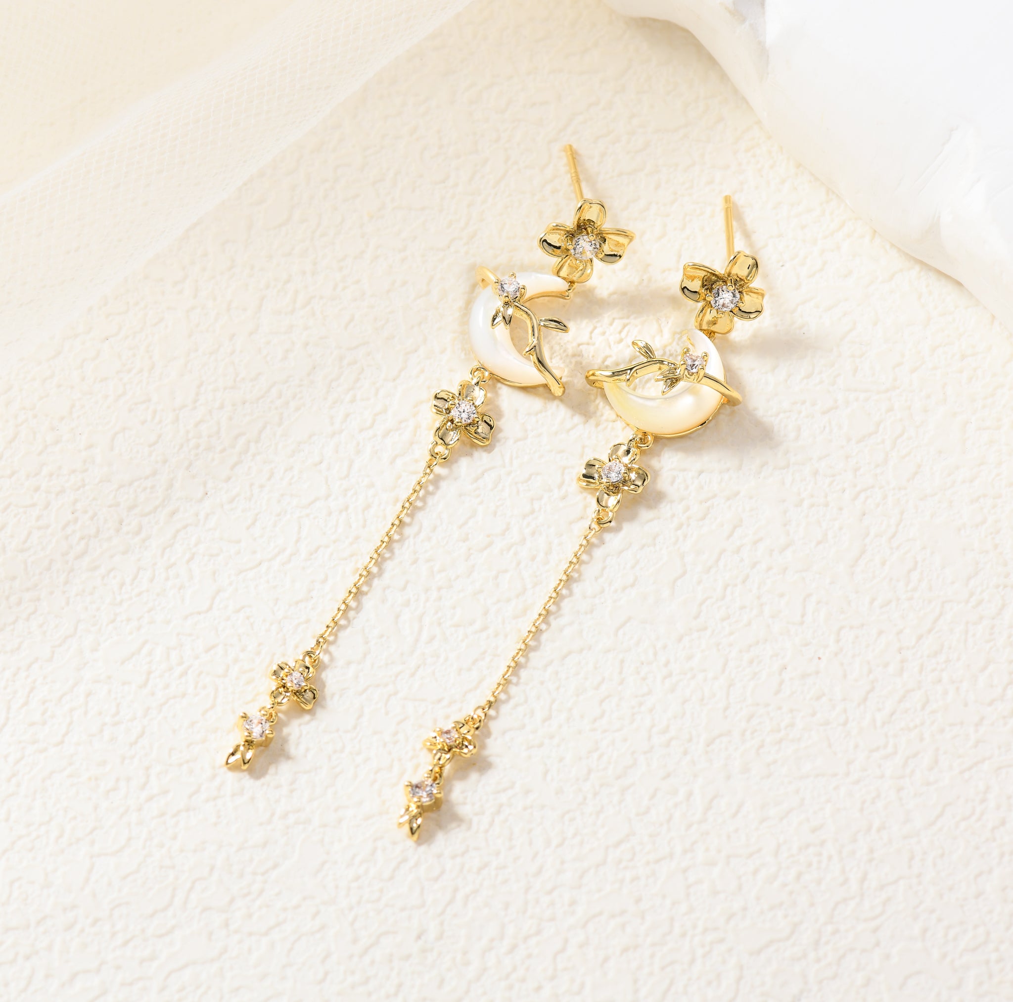 Crescent Bloom Drop Earrings