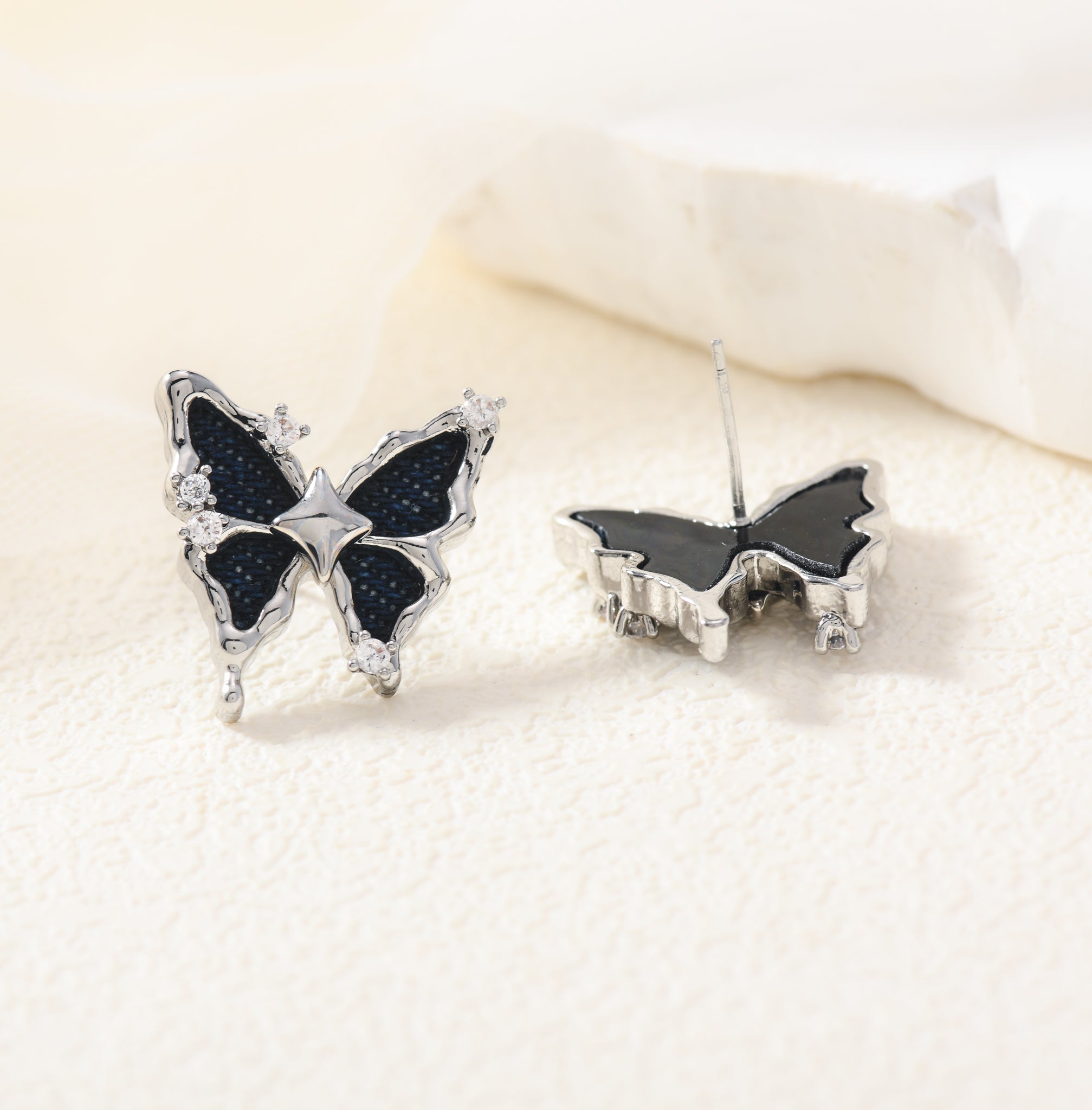 Blue-Jean Butterfly Studs