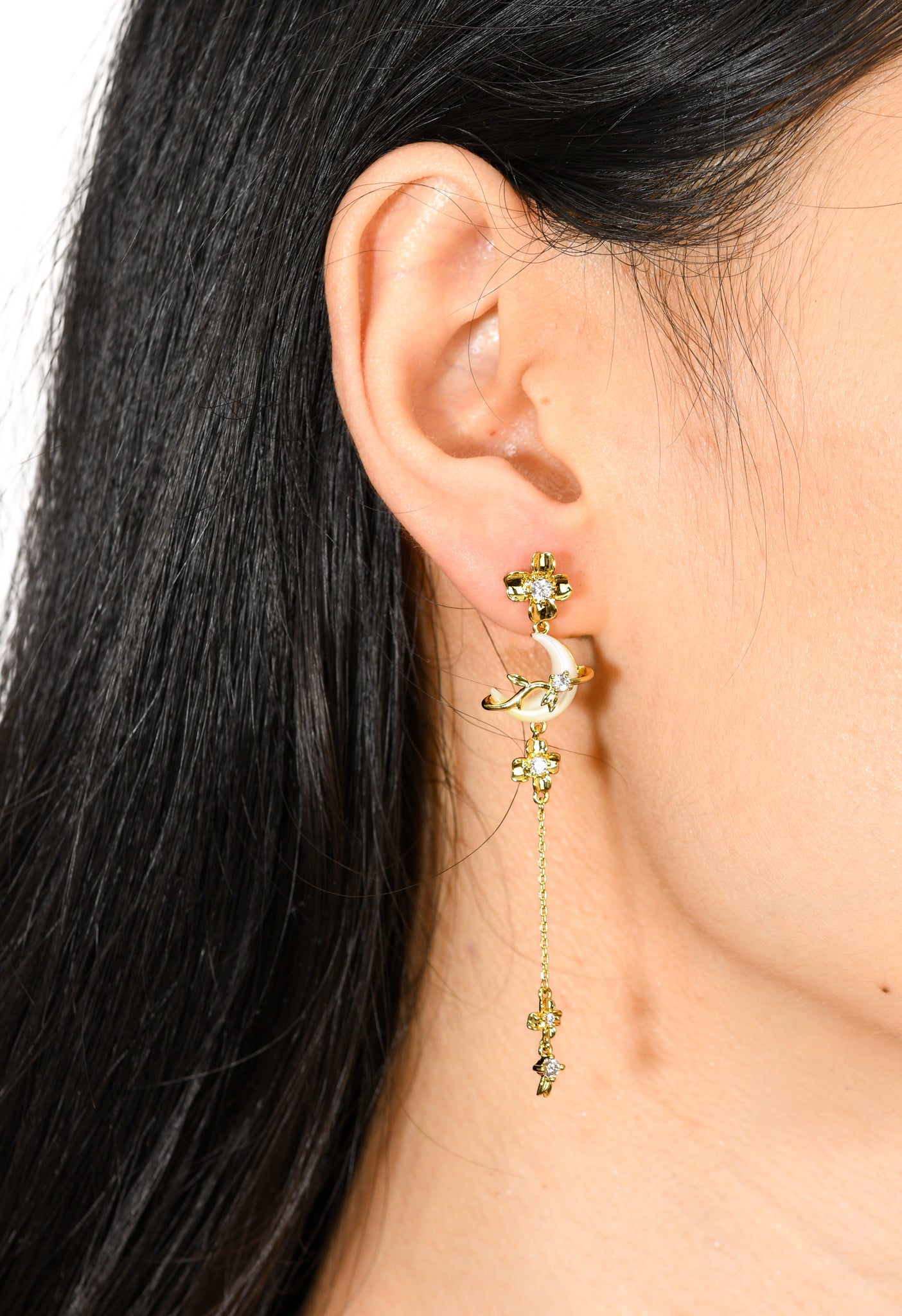 Crescent Bloom Drop Earrings