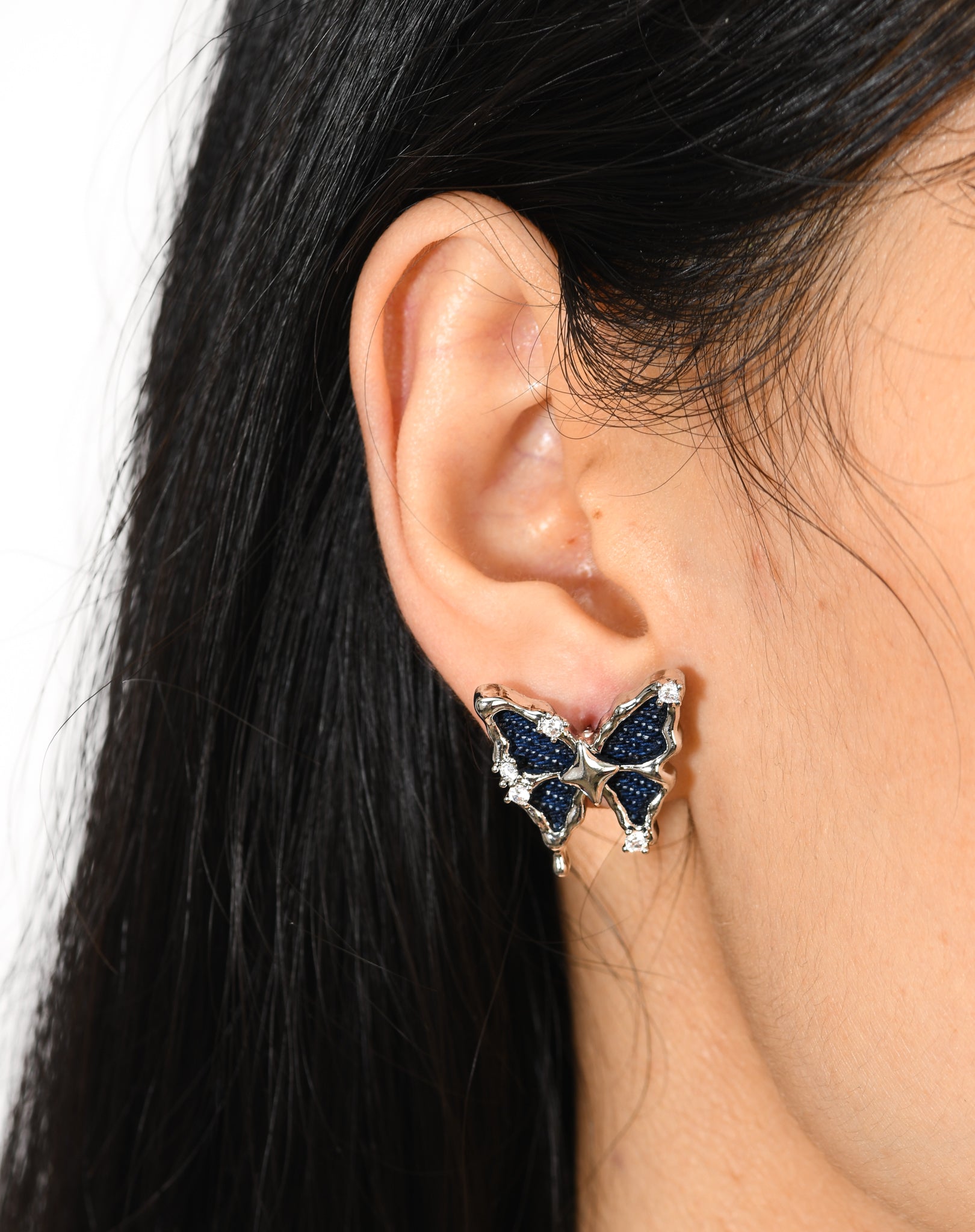 Blue-Jean Butterfly Studs