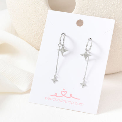 Silver Dangling Star Earrings